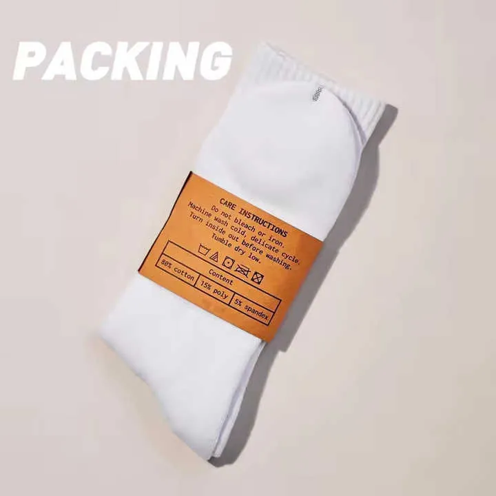 جوارب طاقم عالية الجودة بشعار رياضي للرجال جوارب رياضية قطنية مخصصة High Quality Men's Sports Logo Crew Socks Custom Cotton Athletic Socks