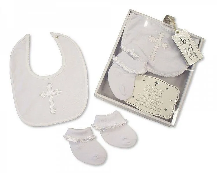 Baby Christening Bib and Socks Set [GP-2516-0710]
