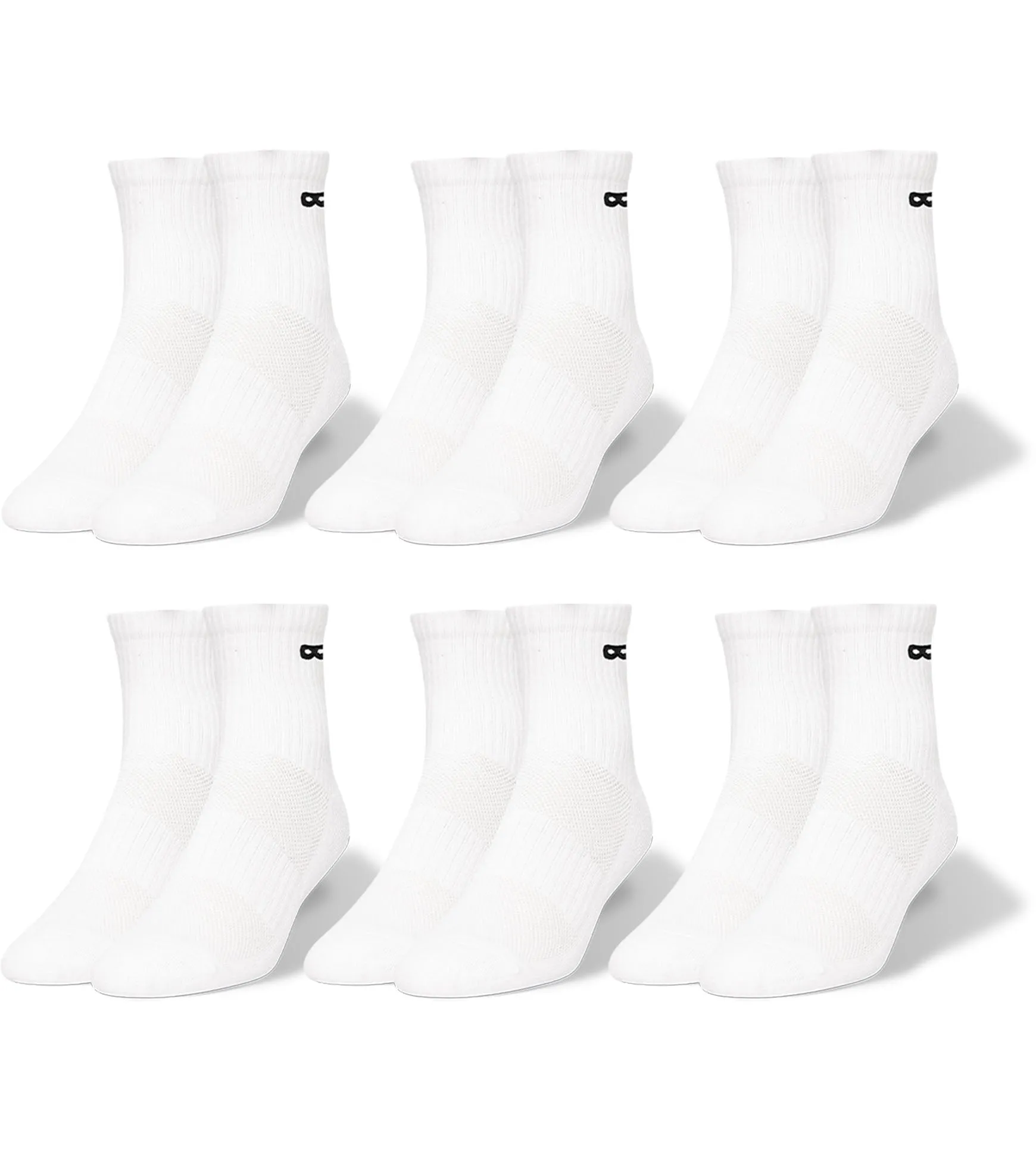 BOWO Cushion Ankle Socks 6 Pack