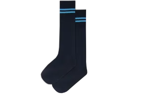 Boys 3/4 Striped Long Socks - Emb Navy/Sky