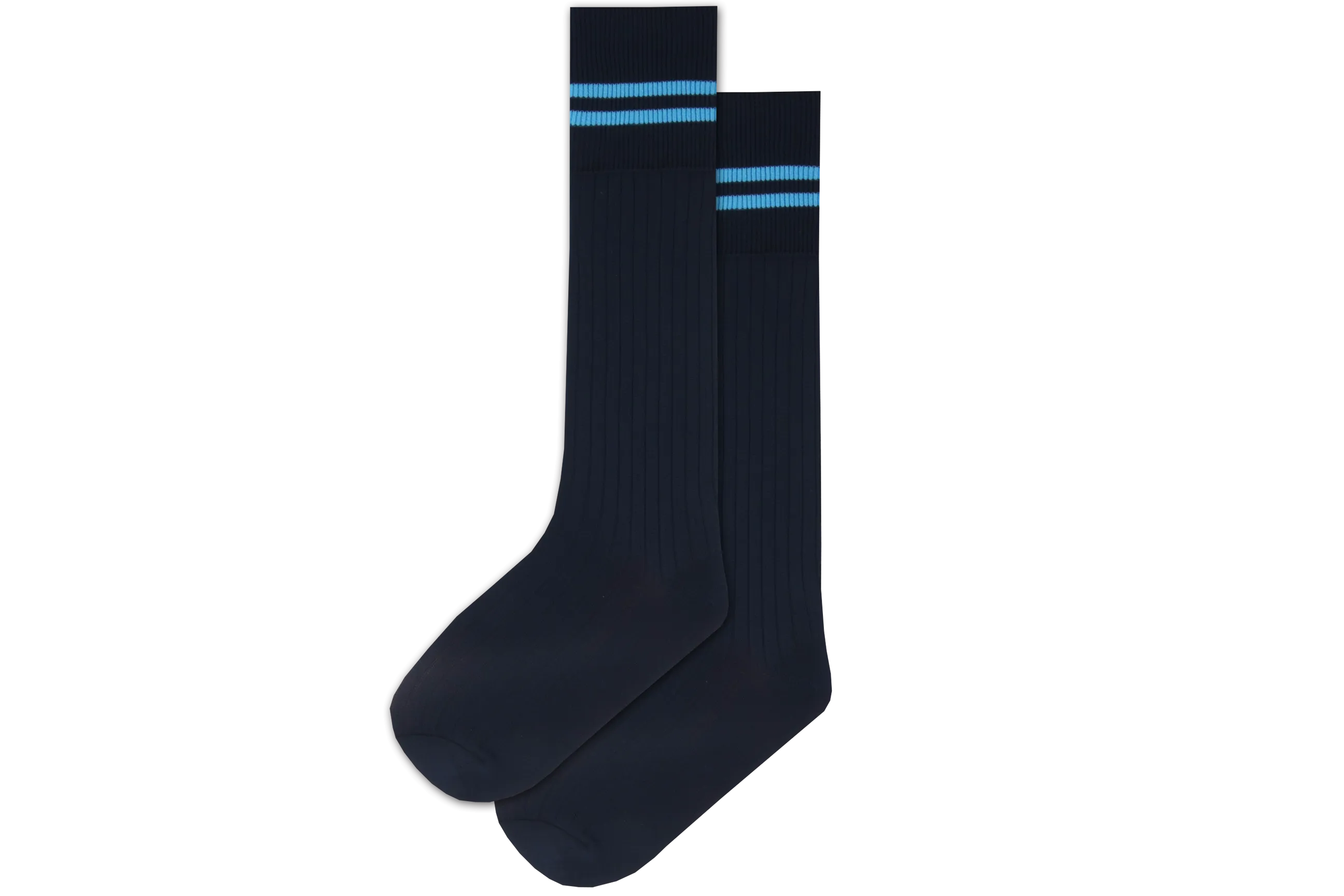 Boys 3/4 Striped Long Socks - Emb Navy/Sky