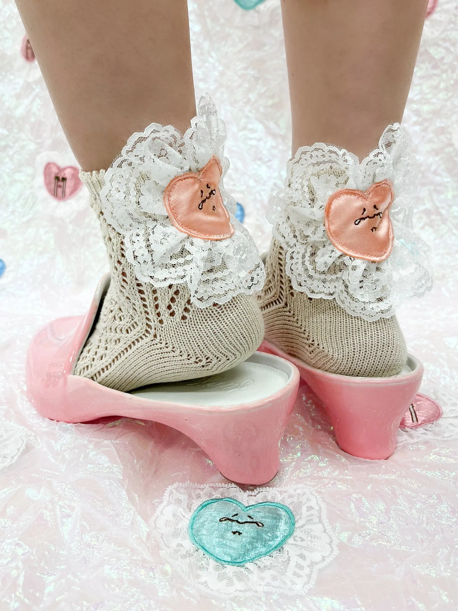 Crying Heart Socks / Beige