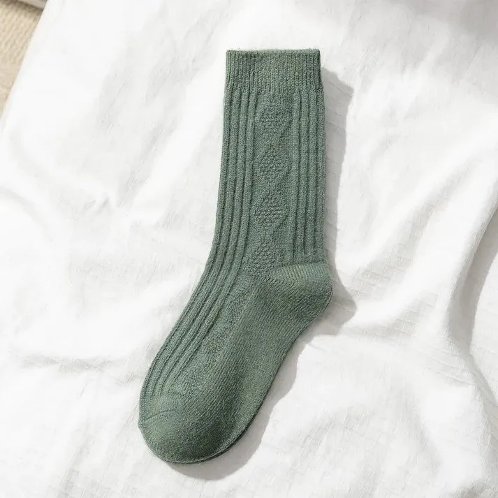 Diamond Wool and Cashmere Socks in Green