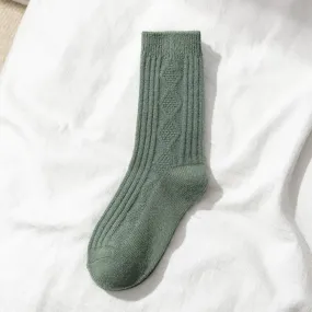 Diamond Wool and Cashmere Socks in Green