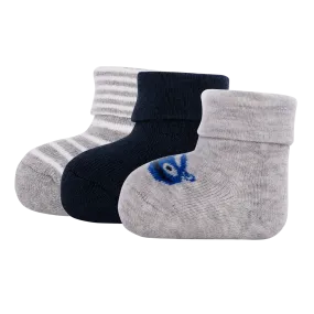 Ewers Grey and Navy Newborn Socks 德國藍灰車車初生嬰兒襪(3對)