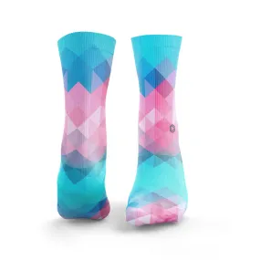 Geo Twist Pink & Blue Socks