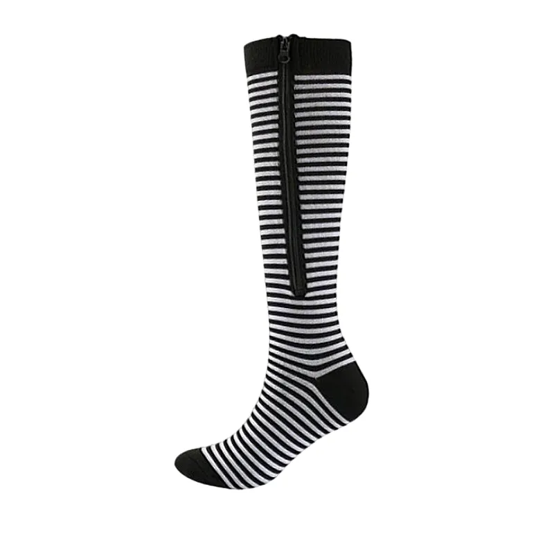 GRW Knee High Compression Socks Women Breathable Calf Protection Side Zipper Open Toe