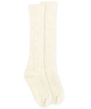 Jefferies Socks-Classic Cable Knee High, Ivory