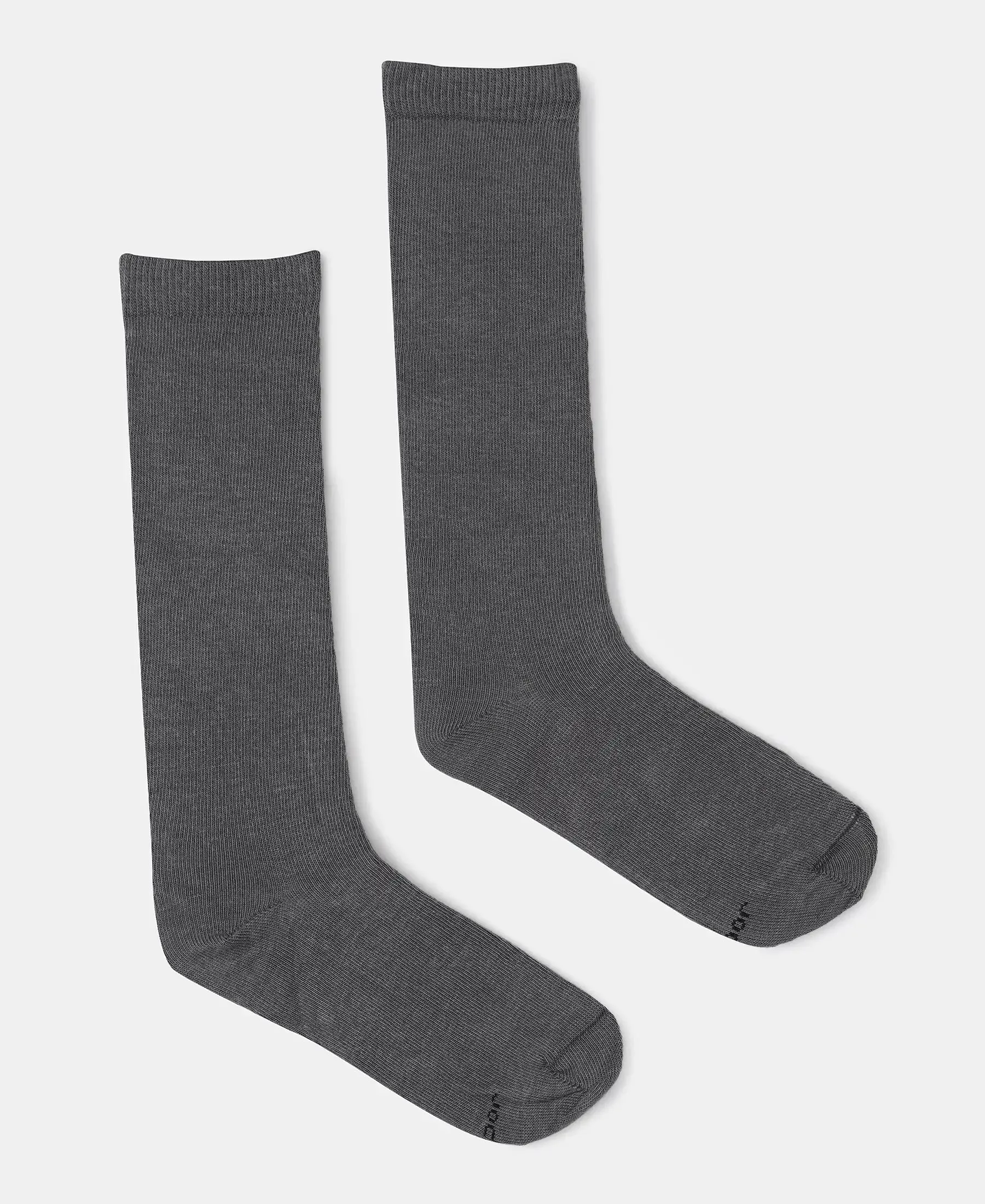 Kid's Compact Cotton Stretch Solid Knee Length Socks With StayFresh Treatment - Gun Metal