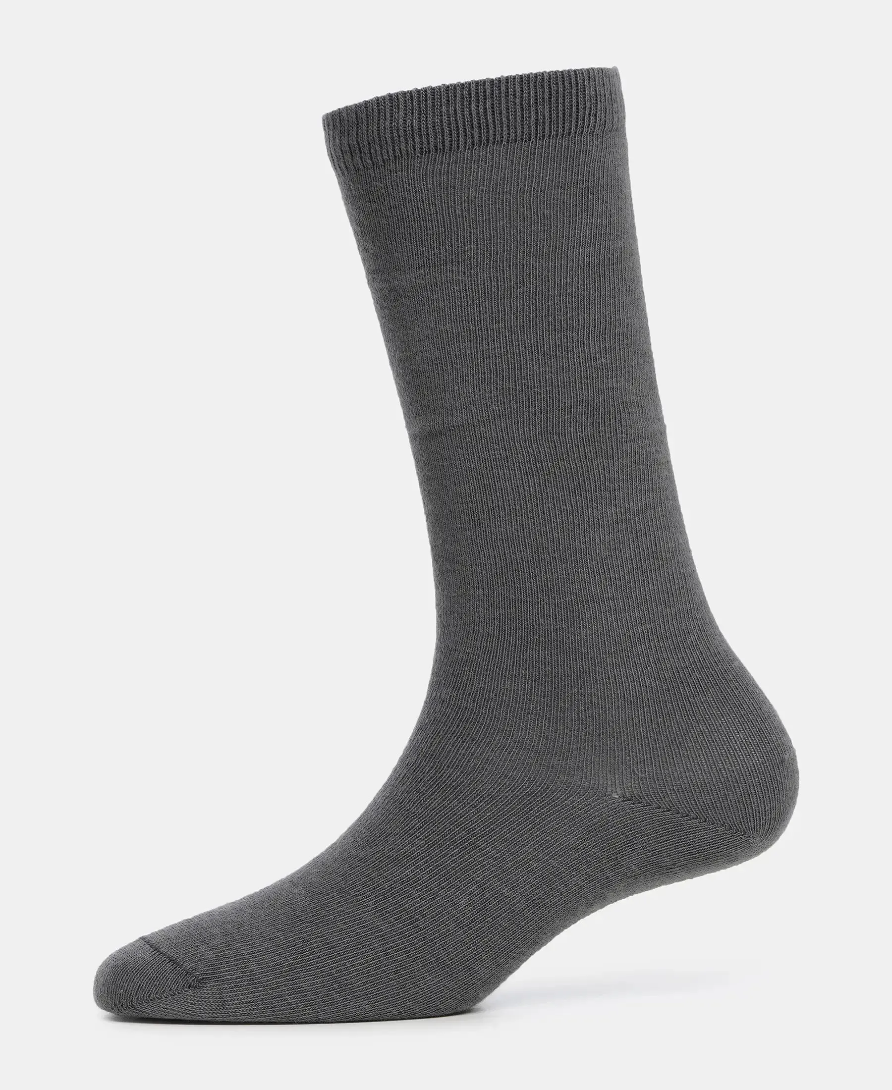 Kid's Compact Cotton Stretch Solid Knee Length Socks With StayFresh Treatment - Gun Metal