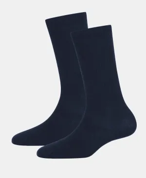 Kid's Compact Cotton Stretch Solid Knee Length Socks With StayFresh Treatment - Navy (Pack of 2)