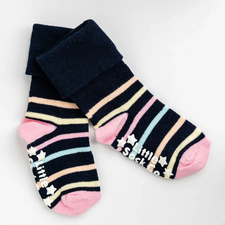 Navy Pink Stripe Socks - The Little Sock Company