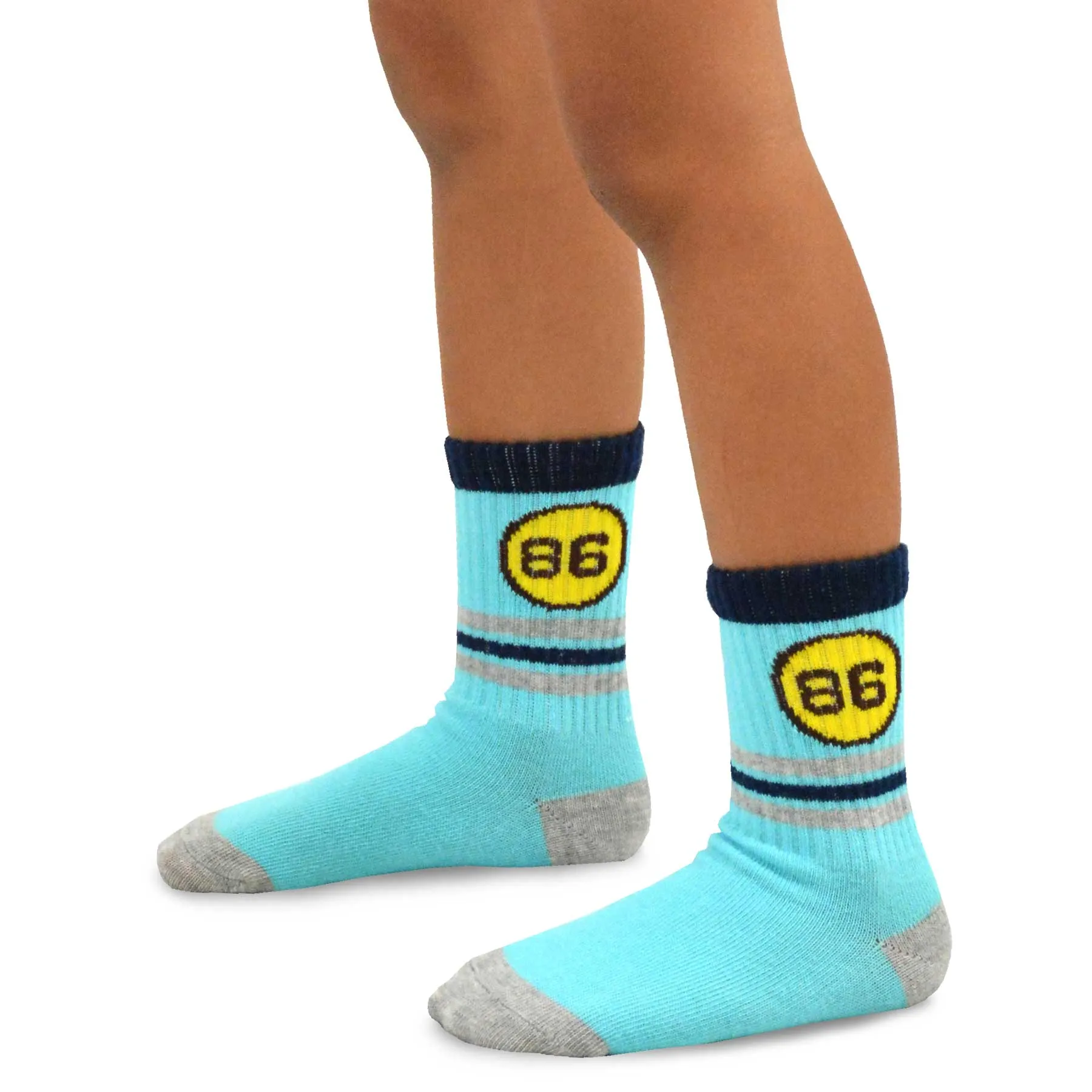 TeeHee Socks Kid's Casual Cotton Quarter Crew 86' Stripe 6-Pack (70928)