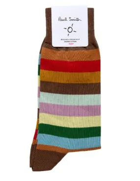 Wide stripe Socks | Brown Mix